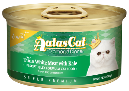 Aatas Cat Finest Diamond Dinner Tuna w Kale in Soft Jelly 80g - 1 Carton