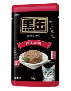 [12 Packets] Aixia Kuro-can Pouch – Tuna & Skipjack Cat Food 70g*12