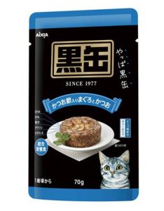 [12 Packets] Aixia Kuro-can Pouch – Tuna & Skipjack with Dried Skipjack Cat Food 70g*12