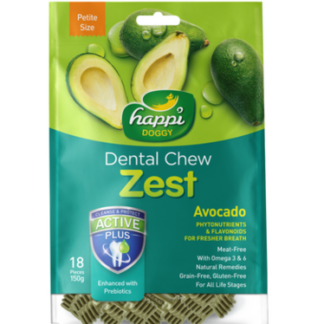 Happi Doggy Dental Chew Zest Petite Avocado 150g
