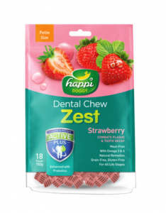Happi Doggy Dental Chew Zest Petite Strawberry 150g