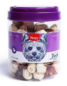 Wanpy Oven-Roasted Duck Jerky & Rawhide Wraps Dog Treats 400g