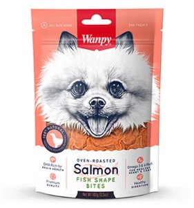 Wanpy Oven-Roasted Salmon Fish Shape Bites Dog Treats (2 Sizes) - Image 2