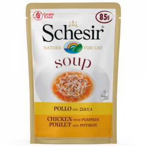 Schesir Soup With Chicken with Pumpkin Grain-Free Pouch In Soup Cat Food (85G)