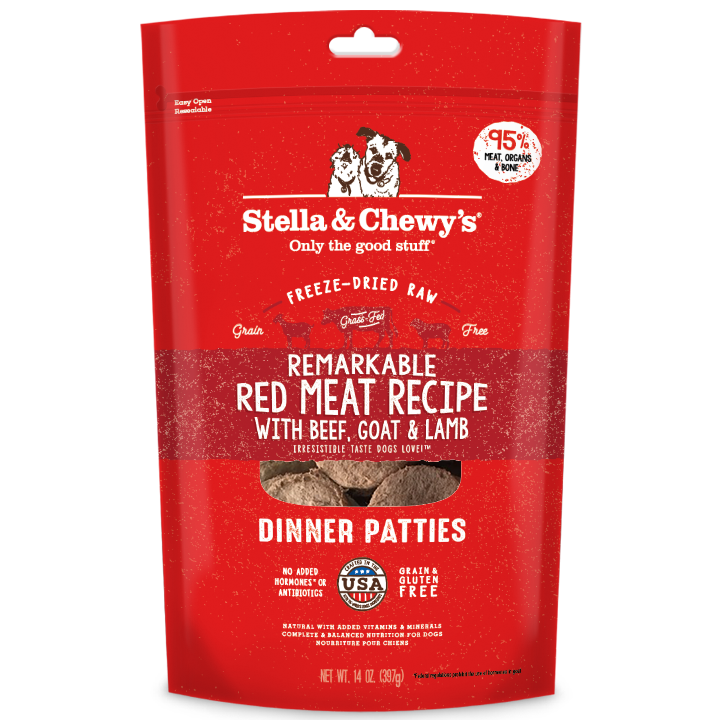 Stella & Chewy's Remarkable Red Meat Recipe Dinner Patties Freeze-Dried Raw Dog Food 14oz