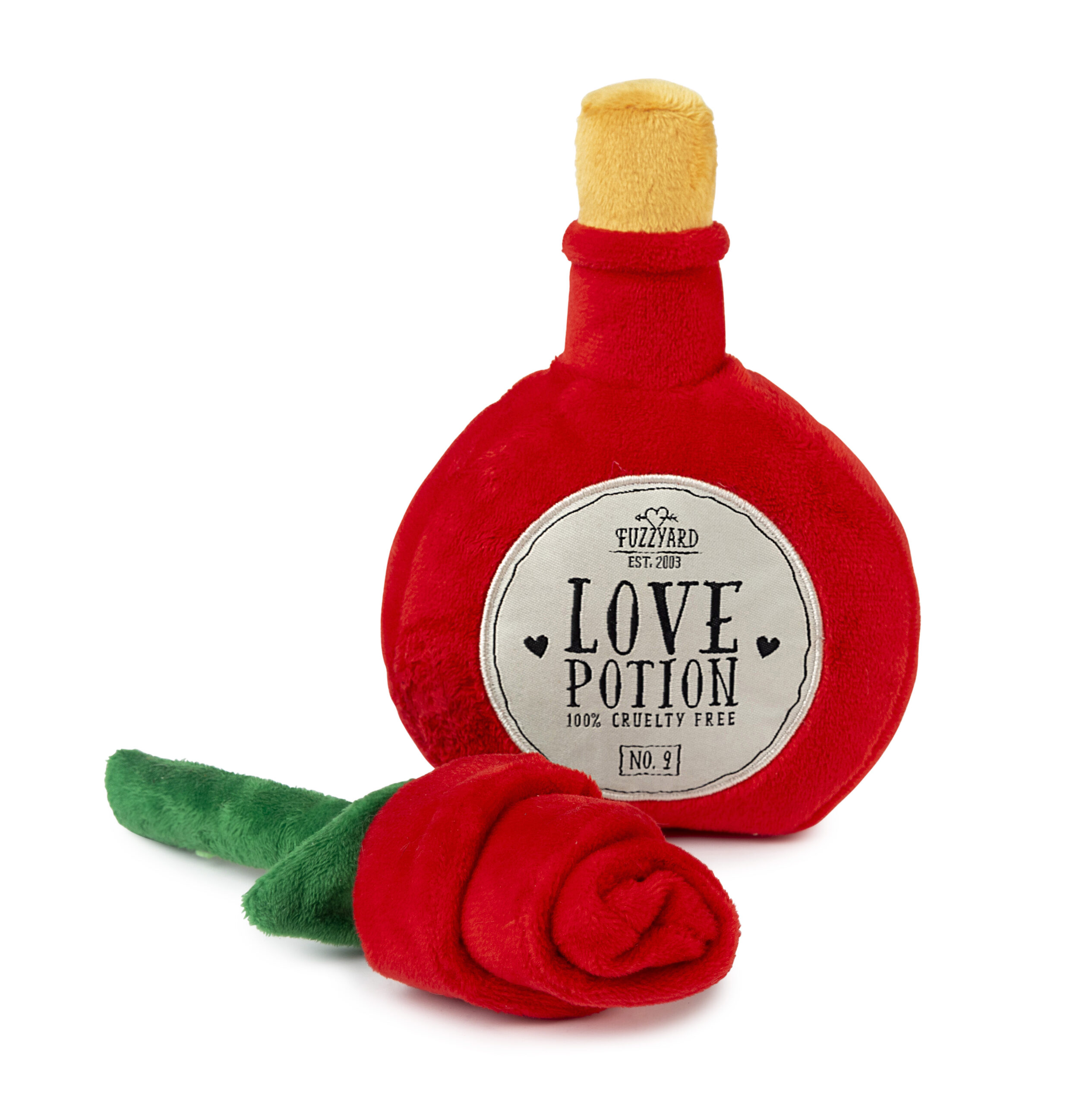 FuzzYard Plush Toys For Dogs - I ❤︎ you Potion / Rose (2 Per Pack)