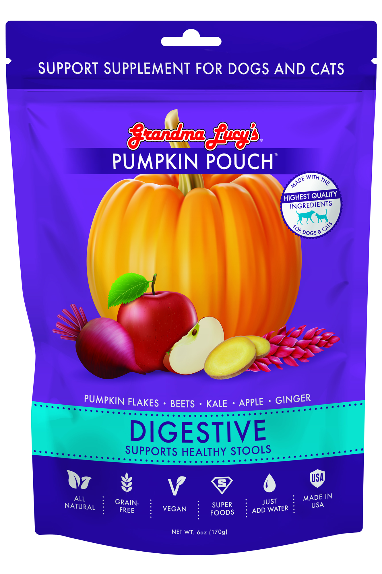 Grandma Lucy’s Pumpkin Pouch Digestive Supplement For Cats & Dogs 6oz