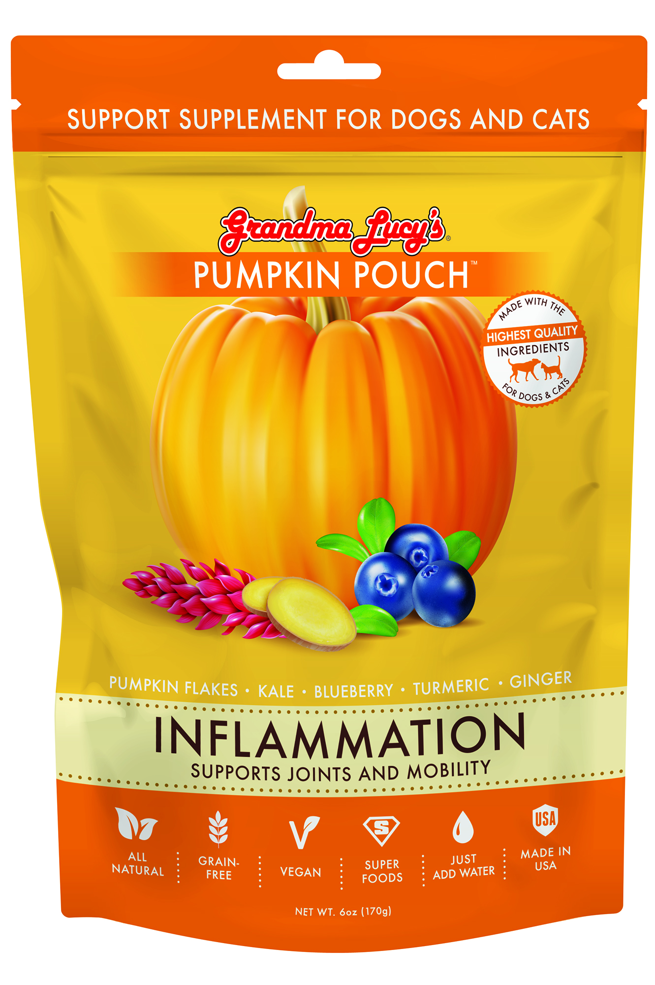 Grandma Lucy’s Pumpkin Pouch Inflammation Supplement For Cats & Dogs 6oz