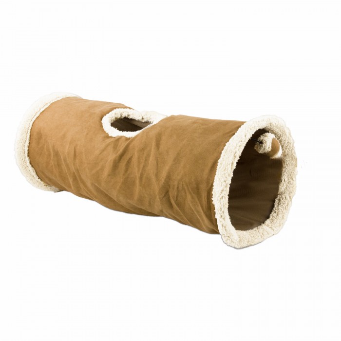 AFP Lambswool Find Me Cat Tunnel Brown/Grey/Tan (L66x W28 x H28 cm) - Image 3
