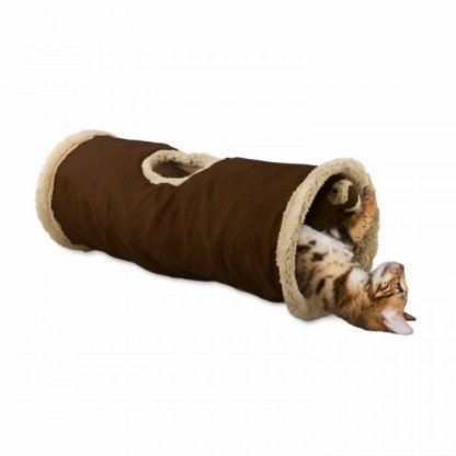 AFP Lambswool Find Me Cat Tunnel Brown/Grey/Tan (L66x W28 x H28 cm)