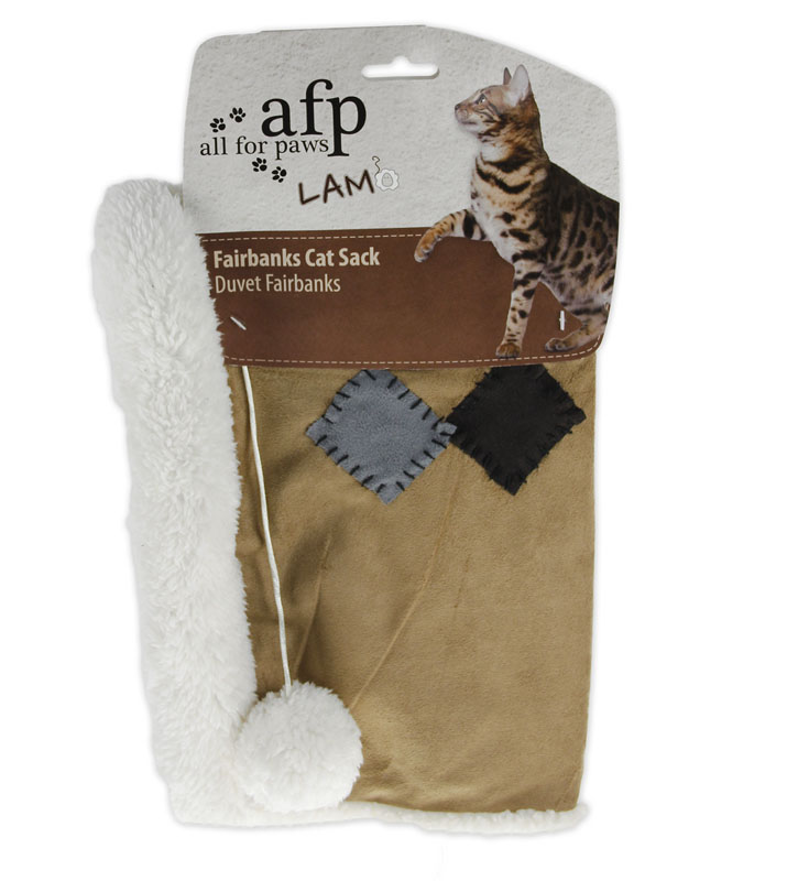 AFP Lambswool Fairbanks Cat Sack Brown/Grey/Tan (L40x W48 x H6 cm) - Image 3