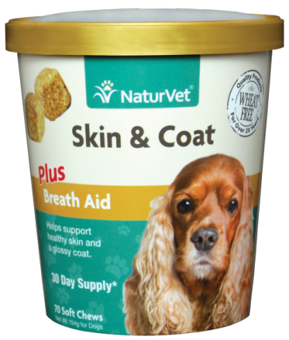 NaturVet Skin & Coat Plus Breath Aid Soft Chews 70ct