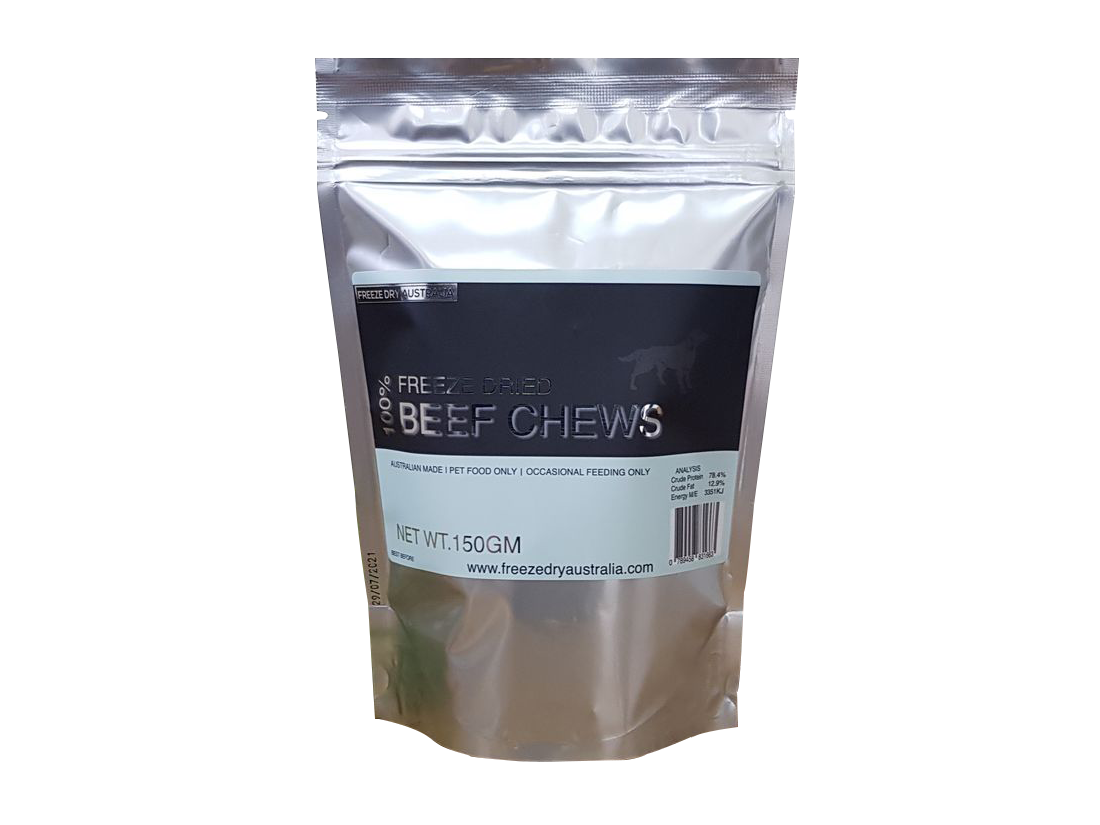 Freeze Dry Australia Freeze Dried Beef Chews Dog Treats 150g aPetMart