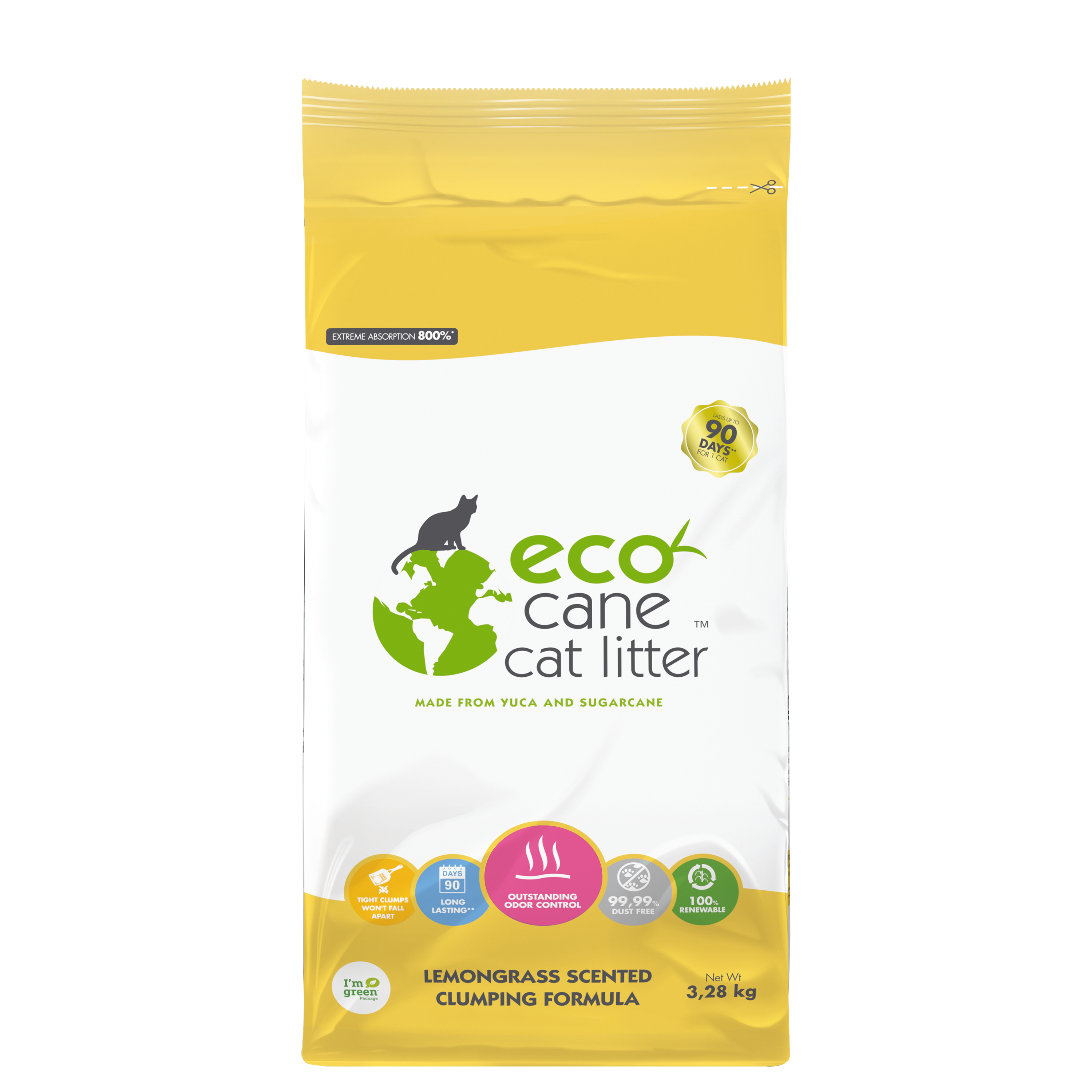 [Bundle Of 2] Eco Cane Lemongrass Clumping Cat Litter 3.28kg