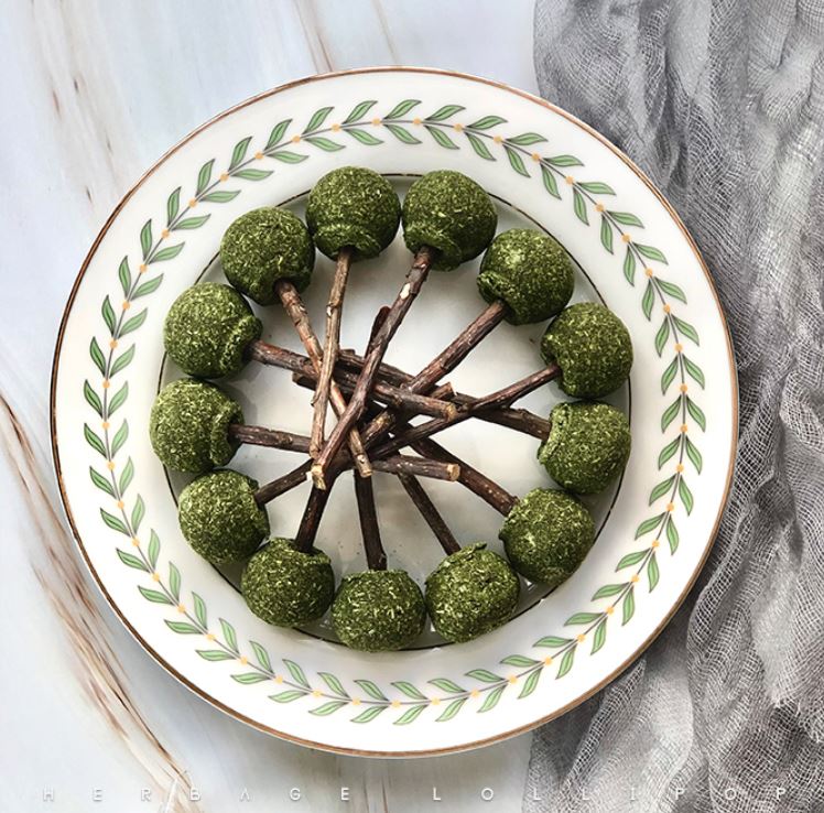 [Bundle of 5] Auskie Alfalfa Hay Apple Branch Lollipop Chew Treats Toy for Small Animals - Image 3