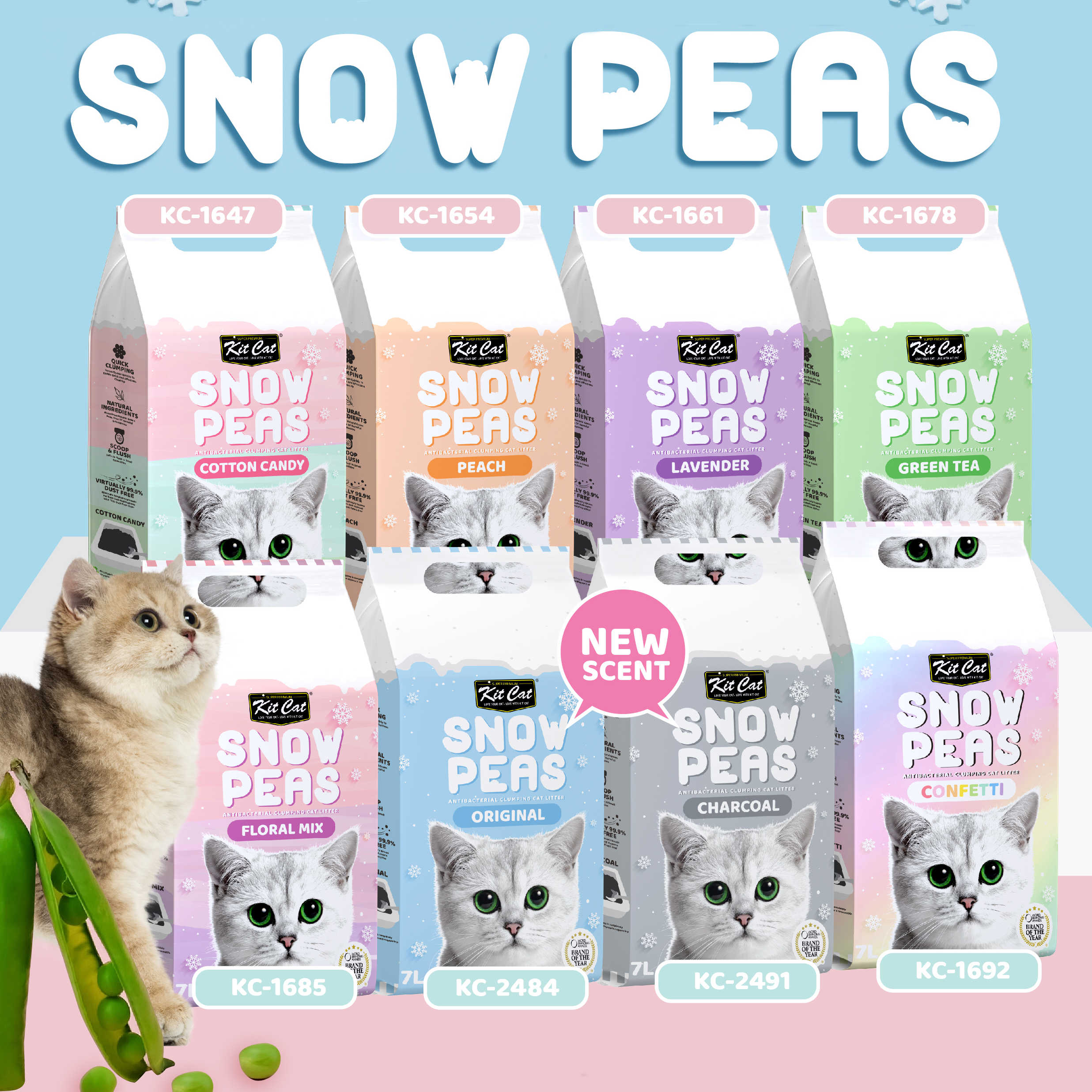 Kit Cat Snow Peas Cat Litter 7L
