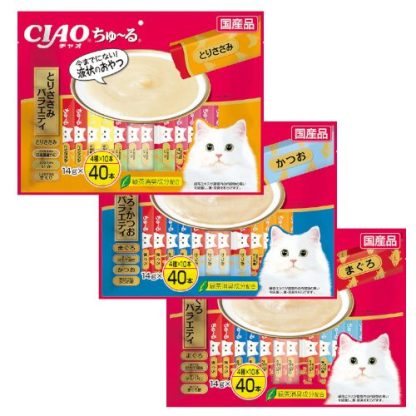 Ciao Churu 40-Piece Jumbo Mix Cat Treats 14g x 40 (3 Flavors)