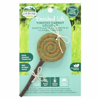 Oxbow Enriched Life Natural Chews Timothy Lollipop for Small Pets - Carrot