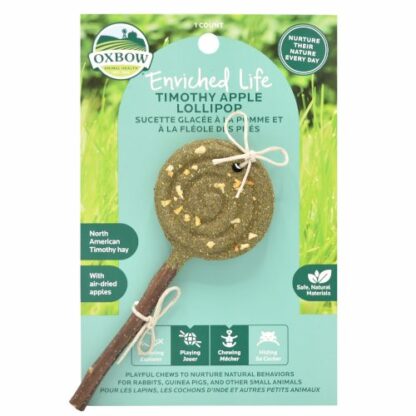 Oxbow Enriched Life Natural Chews Timothy Lollipop for Small Pets - Apple