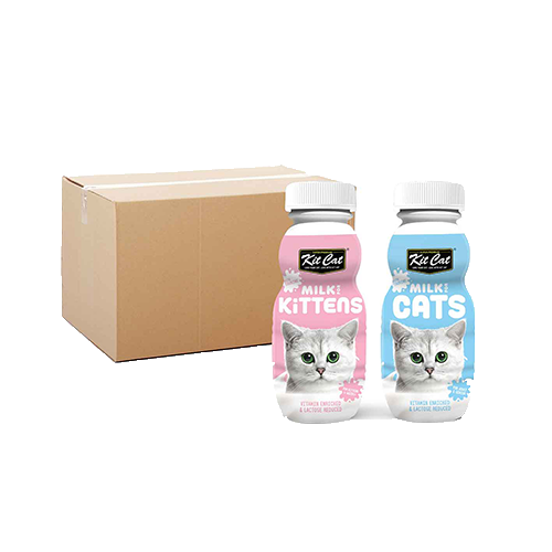 Kit Cat Milk Bottle 250ml x 12 bottles (Kitten or Adult/Senior Cat)