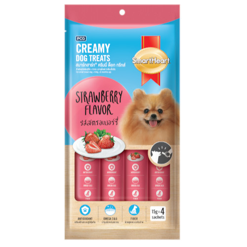 Smartheart Strawberry  Flavor Creamy Dog Treats (15G x 4 )