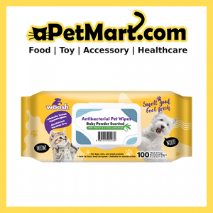 Woosh Antibacterial Pet Wipes Baby Powder Scented 100 Sheets