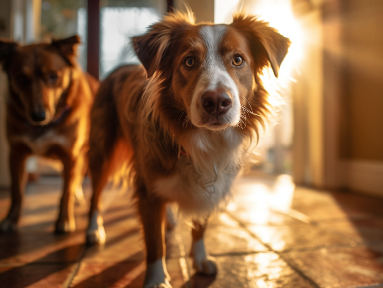 two dogs in a room