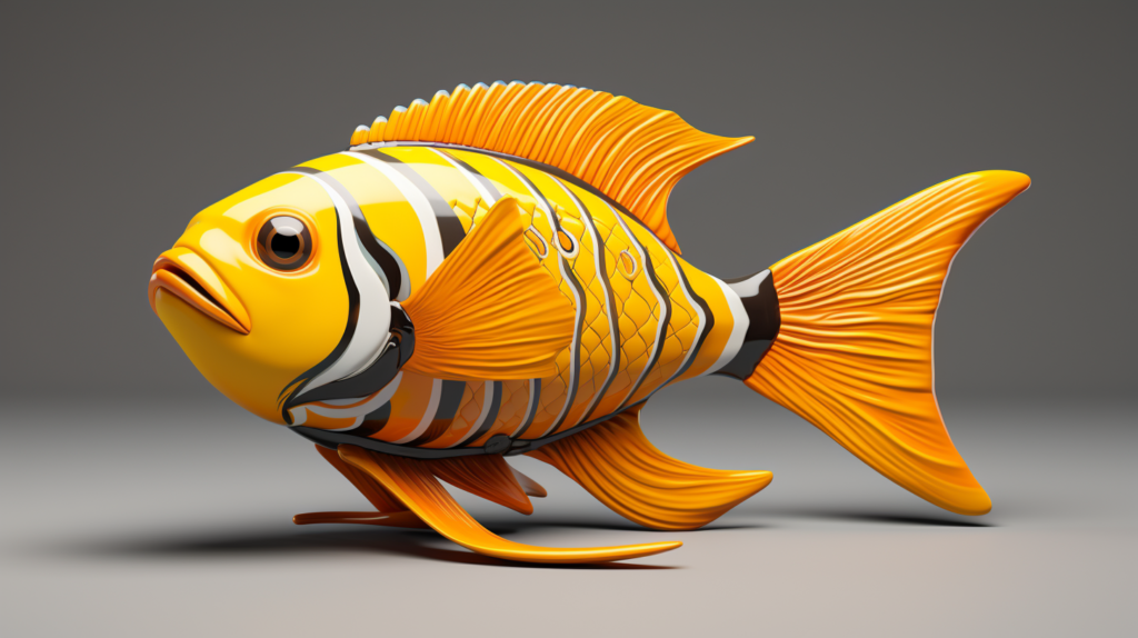 yellow tropical fish on gray background