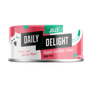 [1 Carton] Daily Delight Jelly Skipjack Tuna White with Cheese Canned Cat Food 80g x 24 Cans