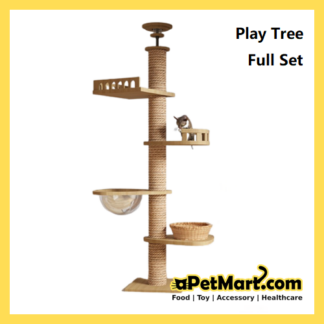 Auskie Playtree Floor to Ceiling Cat Tree with Clear Bowl Space Capsure and Basket