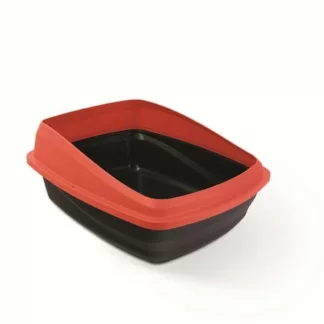 Catit Cat Pan with Removable Rim Red & Charcoal Medium (36622)