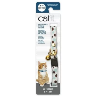 Catit Adjustable Breakaway Nylon Collar with Rivets White with Polka Dots 20-33cm (55192)