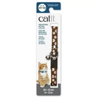 Catit Adjustable Breakaway Nylon Collar with Rivets Brown with Polka Dots 20-33cm (55193)