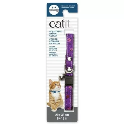 Catit Adjustable Breakaway Nylon Collar with Rivets Purple with Ladybugs 20-33cm (55194)