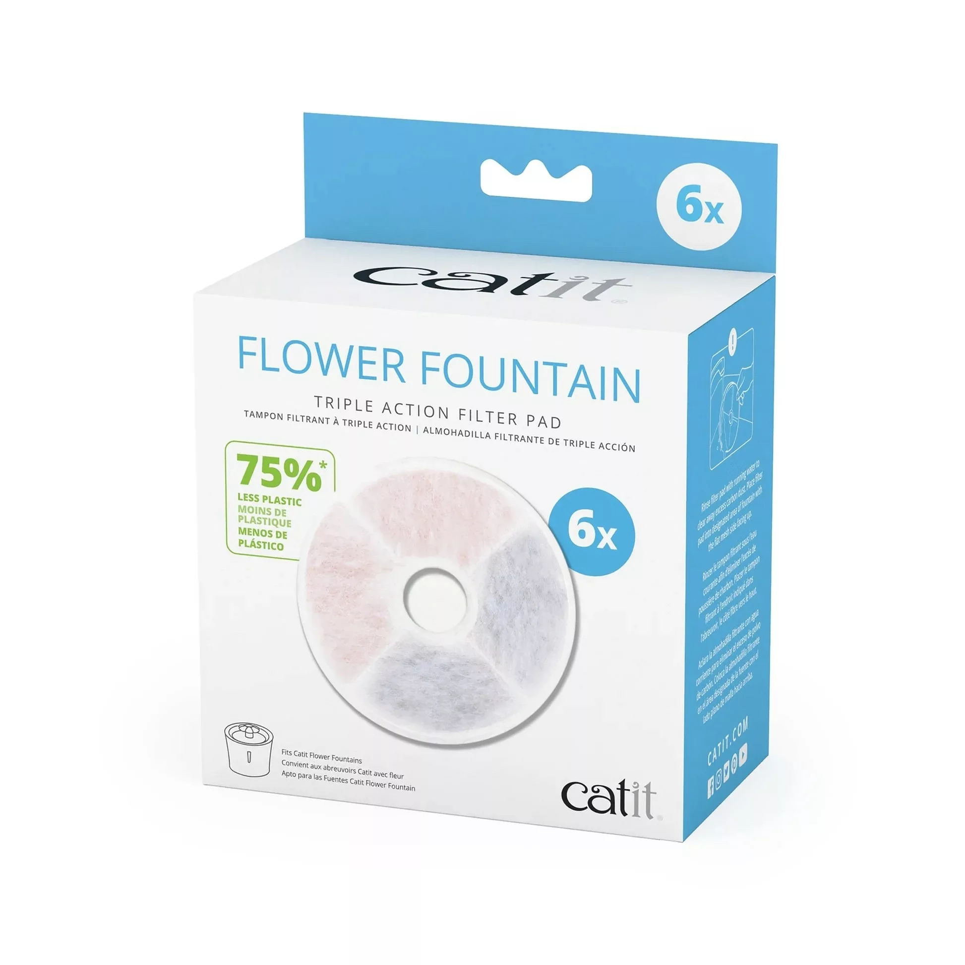 Catit Triple Action Fountain Filter Pad 6pc (43739)