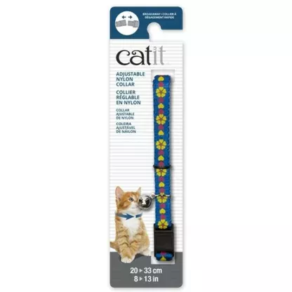 Catit Adjustable Breakaway Nylon Collar Blue with Flowers 20-33cm (55187)