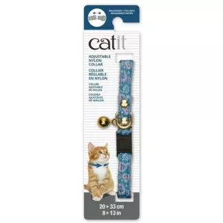 Catit Adjustable Breakaway Nylon Collar with Rivets Blue and Pink Hearts 20-33cm (55191)