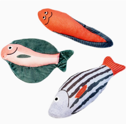 Auskie Cat Kitten 3D Fish Soft Toy Plushie Plush Chewing Toy with Crinkle Paper Sound main image 1 416x410 1.png