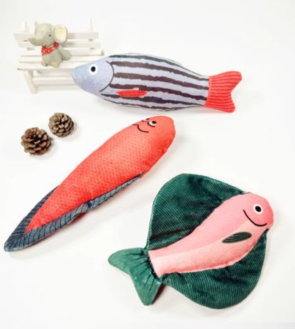 Auskie Cat Kitten 3D Fish Soft Toy Plushie Plush Chewing Toy with Crinkle Paper Sound main image 4 416x463 1.png